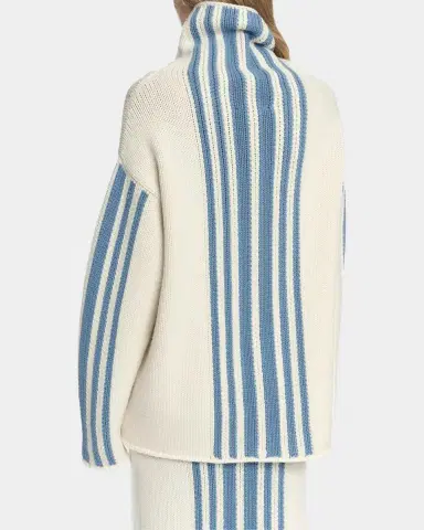 Malo Striped Wool-Cashmere Oversized Turtleneck | Thumbnail 3