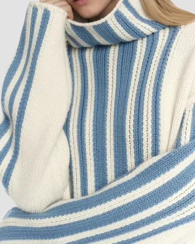 Malo Striped Wool-Cashmere Oversized Turtleneck | Thumbnail 5