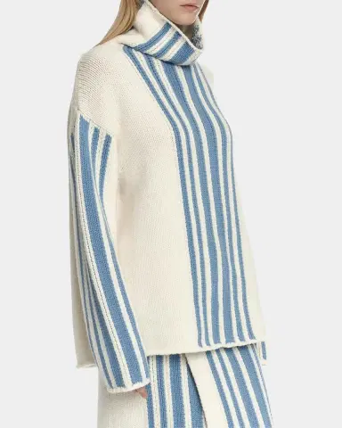 Malo Striped Wool-Cashmere Oversized Turtleneck | Thumbnail 7