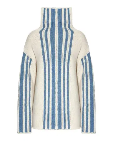 Malo Striped Wool-Cashmere Oversized Turtleneck | Thumbnail 1
