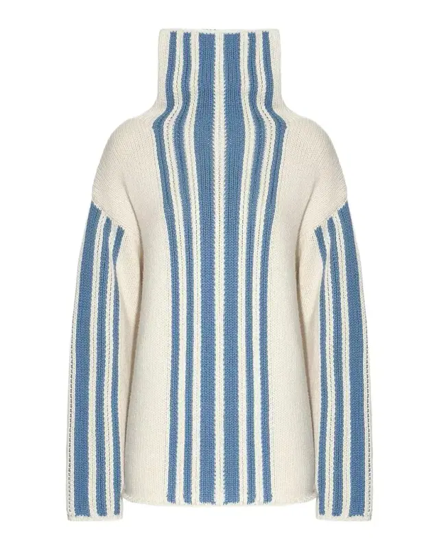 Malo Striped Wool-Cashmere Oversized Turtleneck