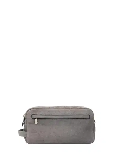 Brunello Cucinelli Men's Leather Wide-Mouth Toiletry Bag | Thumbnail 1