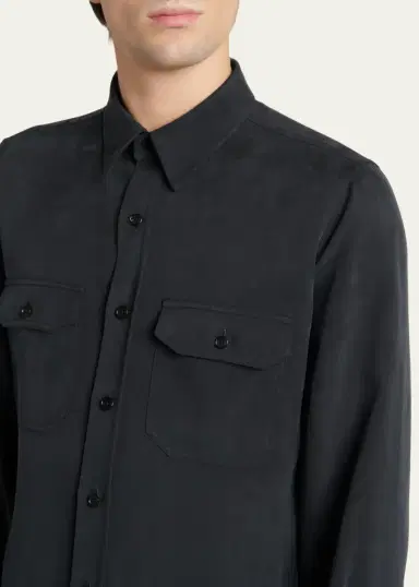Tom Ford Men's Silk Twill Flap Pocket Button-Down Shirt | Thumbnail 5