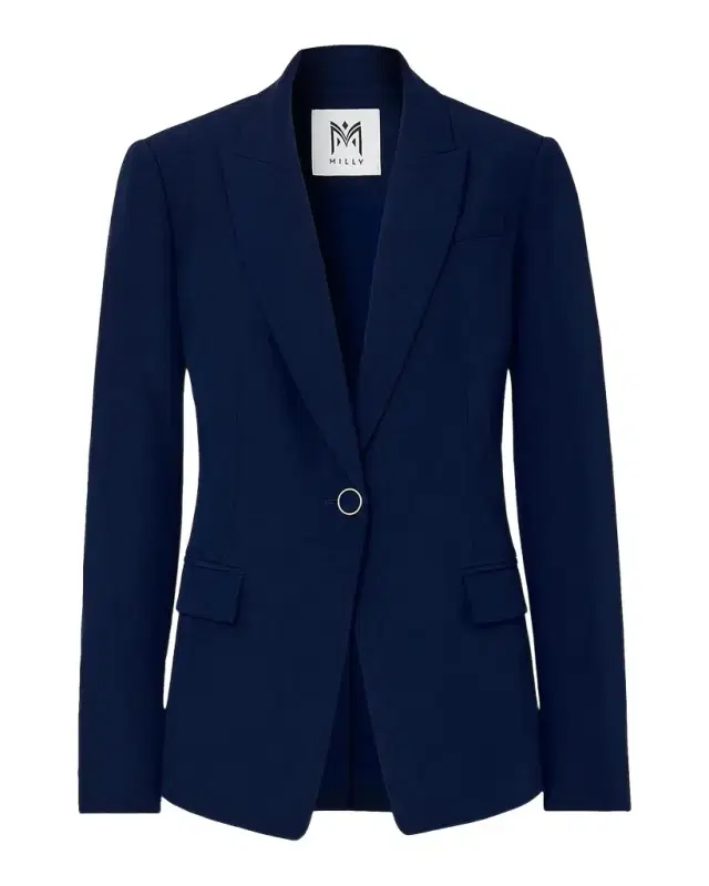 Milly Avery Single-Button Cady Blazer