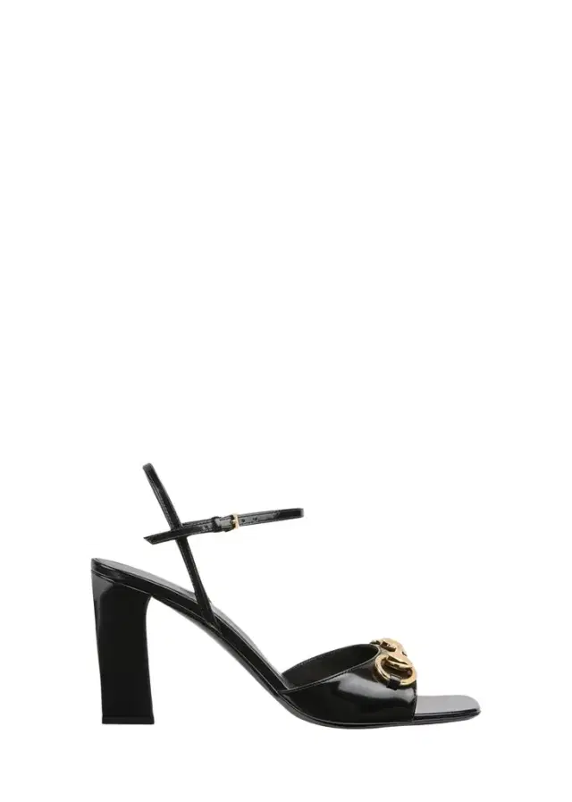 Gucci 85mm Signora Leather Ankle-Strap Sandals