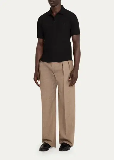 Saint Laurent Men's Cotton Pique Cassandre Polo Shirt | Thumbnail 2
