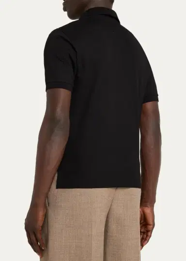 Saint Laurent Men's Cotton Pique Cassandre Polo Shirt | Thumbnail 3