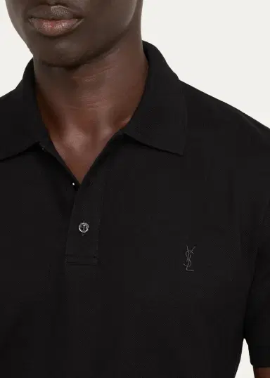 Saint Laurent Men's Cotton Pique Cassandre Polo Shirt | Thumbnail 5