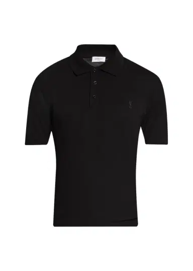 Saint Laurent Men's Cotton Pique Cassandre Polo Shirt | Thumbnail 1