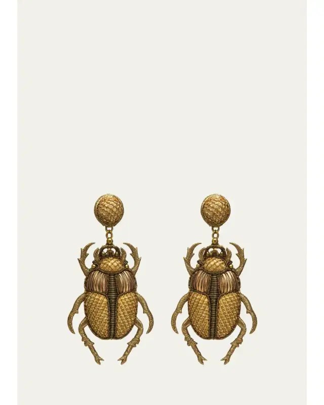 RANJANA KHAN Goldtone Gilded Scarab Drop Earrings