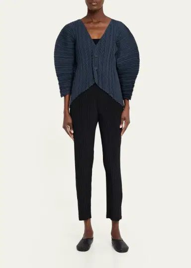 Issey Miyake Unfurling Pleats Sculptural V-Neck Cardigan | Thumbnail 2