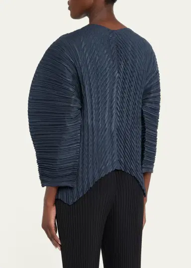 Issey Miyake Unfurling Pleats Sculptural V-Neck Cardigan | Thumbnail 3