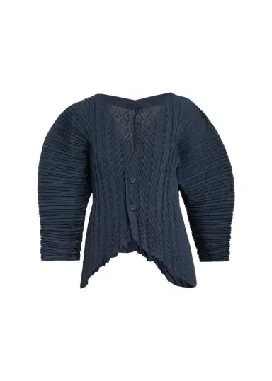 Issey Miyake Unfurling Pleats Sculptural V-Neck Cardigan | Thumbnail 1