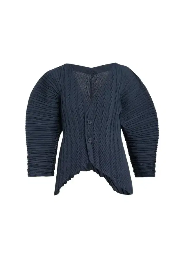 Issey Miyake Unfurling Pleats Sculptural V-Neck Cardigan