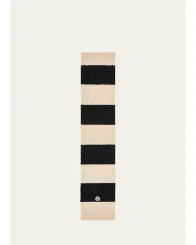 Moncler Men's Wide Stripe Logo Patch Scarf | Thumbnail 1