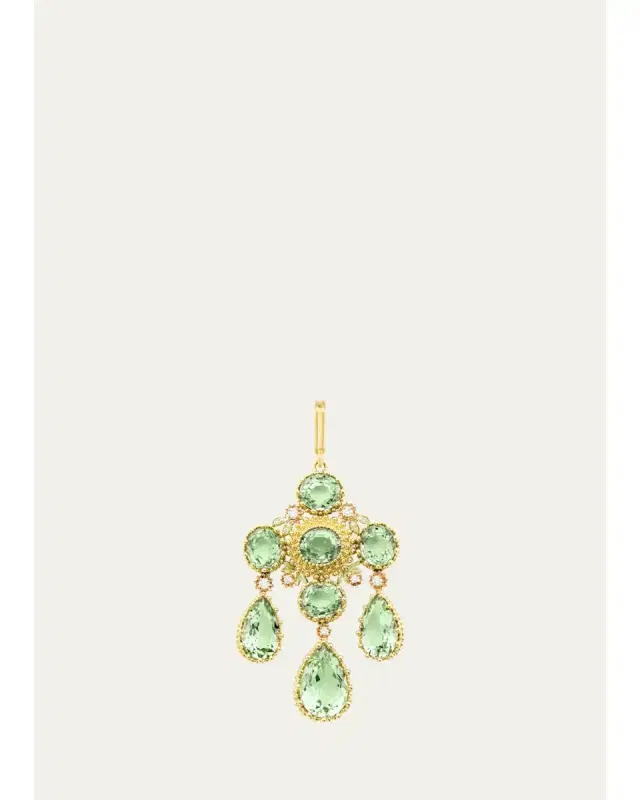 Mellerio 18K Yellow Gold Diamond and Prasiolite Pendant