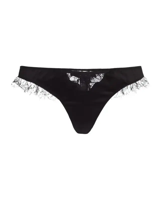 Kiki de Montparnasse Low-Rise Lace-Inset Stretch Silk Thong