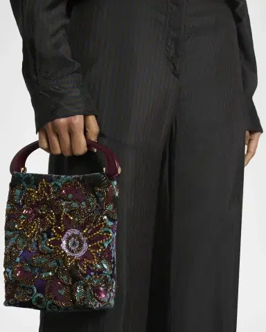 Dries Van Noten Beaded Floral Applique Top-Handle Bag | Thumbnail 2 Dries Van Noten Beaded Floral Applique Top-Handle Bag | Thumbnail 2