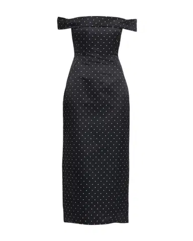 Lela Rose Polka-Dot Jacquard Off-The-Shoulder Midi Dress | Thumbnail 1