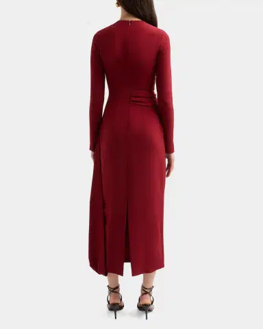 Lela Rose Floral Organza Embroidered Crepe Midi Dress | Thumbnail 3