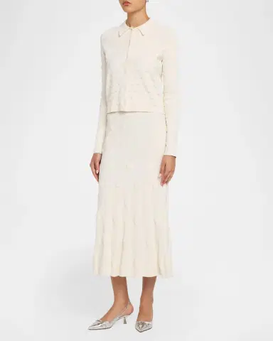Lela Rose Pucker Dot Knit Midi Skirt | Thumbnail 2