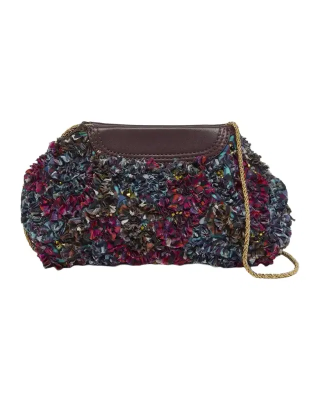 Dries Van Noten Small Ruffle-Embroidered Clutch Bag