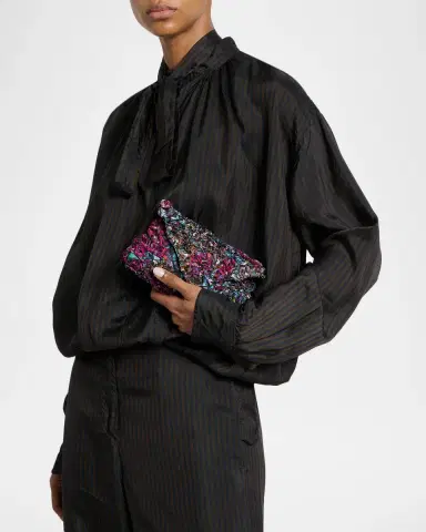 Dries Van Noten Small Ruffle-Embroidered Pouch Bag | Thumbnail 2 Dries Van Noten Small Ruffle-Embroidered Pouch Bag | Thumbnail 2