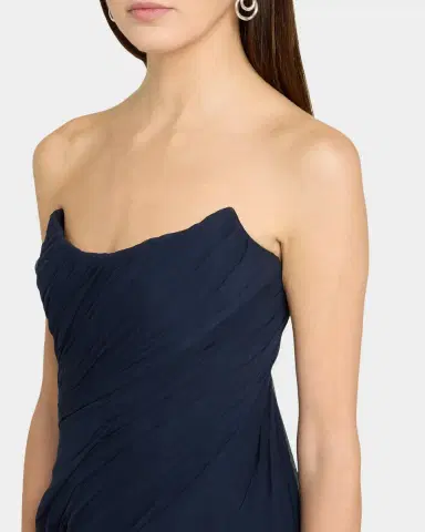 MONIQUE LHUILLIER Strapless Draped Silk Chiffon A-Line Gown | Thumbnail 5