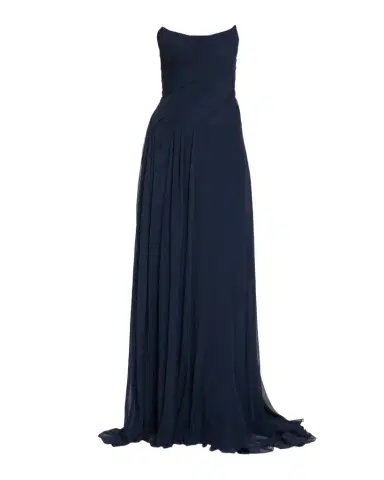 MONIQUE LHUILLIER Strapless Draped Silk Chiffon A-Line Gown | Thumbnail 1