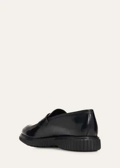 Ferragamo Men's Leather Rubber-Sole Penny Loafers | Thumbnail 4 Ferragamo Men's Leather Rubber-Sole Penny Loafers | Thumbnail 4