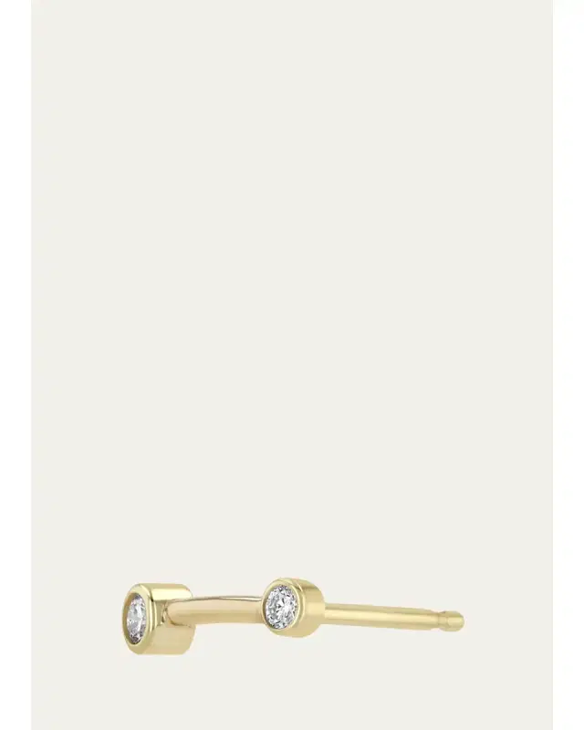 Zoë Chicco 14K Short Barbell Stud Earring with Diamonds, Single
