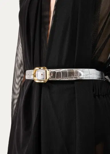 Déhanche Mija Mirror Croc-Embossed Leather Belt | Thumbnail 2