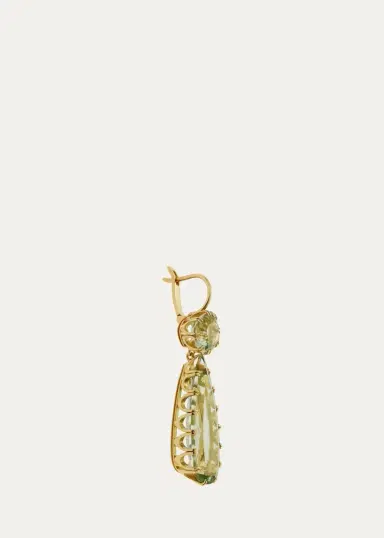 Ileana Makri 18K Yellow Gold Double Crown Drop Earrings with Green Amethyst | Thumbnail 3