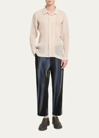 Homme Plissé Issey Miyake Men's Rustic Mesh Button-Down Shirt | Thumbnail 2