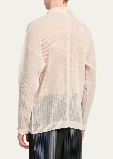 Homme Plissé Issey Miyake Men's Rustic Mesh Button-Down Shirt | Thumbnail 3