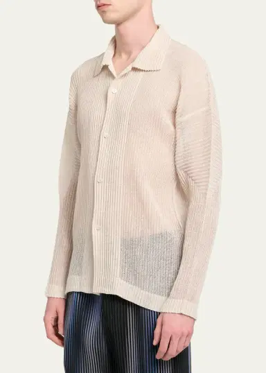 Homme Plissé Issey Miyake Men's Rustic Mesh Button-Down Shirt | Thumbnail 4