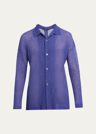 Homme Plissé Issey Miyake Men's Rustic Mesh Button-Down Shirt | Thumbnail 6