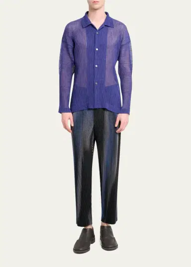 Homme Plissé Issey Miyake Men's Rustic Mesh Button-Down Shirt | Thumbnail 7