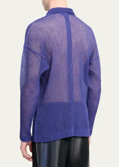 Homme Plissé Issey Miyake Men's Rustic Mesh Button-Down Shirt | Thumbnail 8