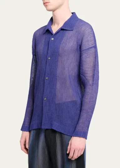 Homme Plissé Issey Miyake Men's Rustic Mesh Button-Down Shirt | Thumbnail 9