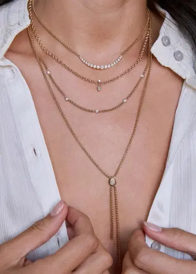 Zoë Chicco 14K Floating Diamond Small Box Chain Station Necklace | Thumbnail 2