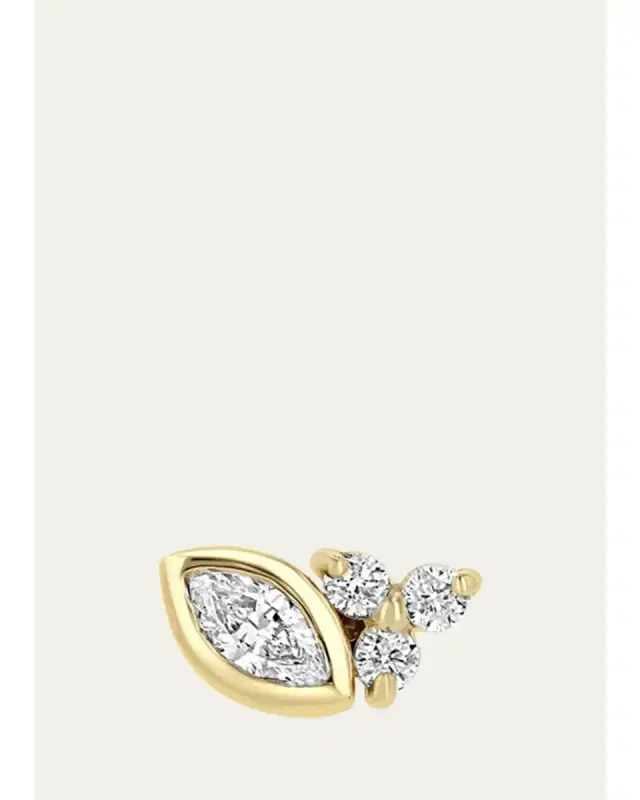 Zoë Chicco 14K Diamond Bezel-Set Marquise Stud Earring, Single (Right)