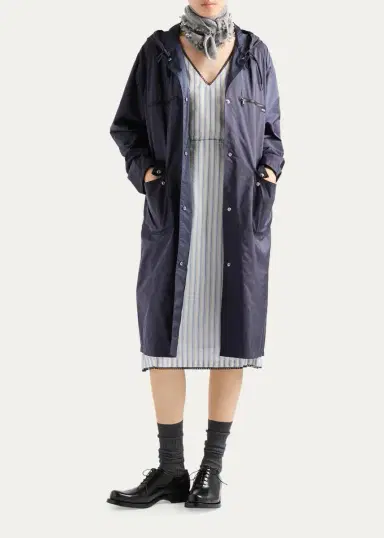 Prada Striped V-Neck Midi Dress | Thumbnail 2 Prada Striped V-Neck Midi Dress | Thumbnail 2