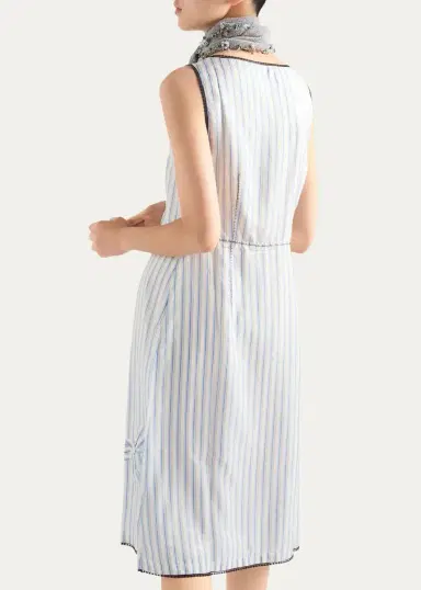 Prada Striped V-Neck Midi Dress | Thumbnail 3 Prada Striped V-Neck Midi Dress | Thumbnail 3