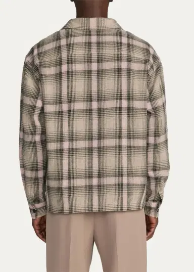 Frame Men's Wool and Nylon Maxi-Plaid Overshirt | Thumbnail 3