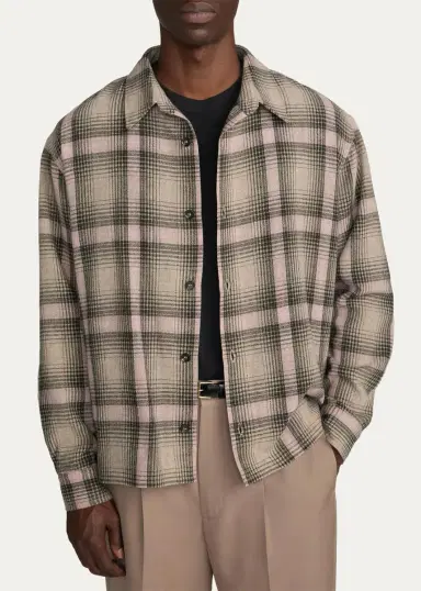 Frame Men's Wool and Nylon Maxi-Plaid Overshirt | Thumbnail 4
