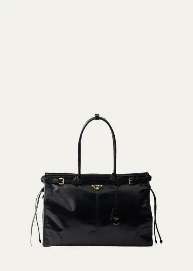 Prada Bonnie Glossy Leather Tote Bag | Thumbnail 6 Prada Bonnie Glossy Leather Tote Bag | Thumbnail 6