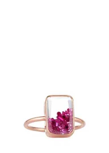 MORITZ GLIK 18K Rose Gold Ten Fourteen Ring with Petite Rubies | Thumbnail 1