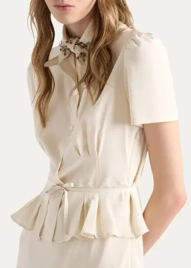 Prada Embellished Silk Tie-Waist Midi Dress | Thumbnail 4