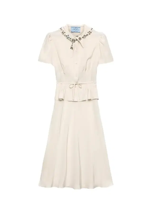 Prada Embellished Silk Tie-Waist Midi Dress